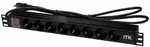 19 PDU 8 роз (DIN 49940 IEC320 C13 c LED выкл, алюм проф, 1U шнур 2м вилка)